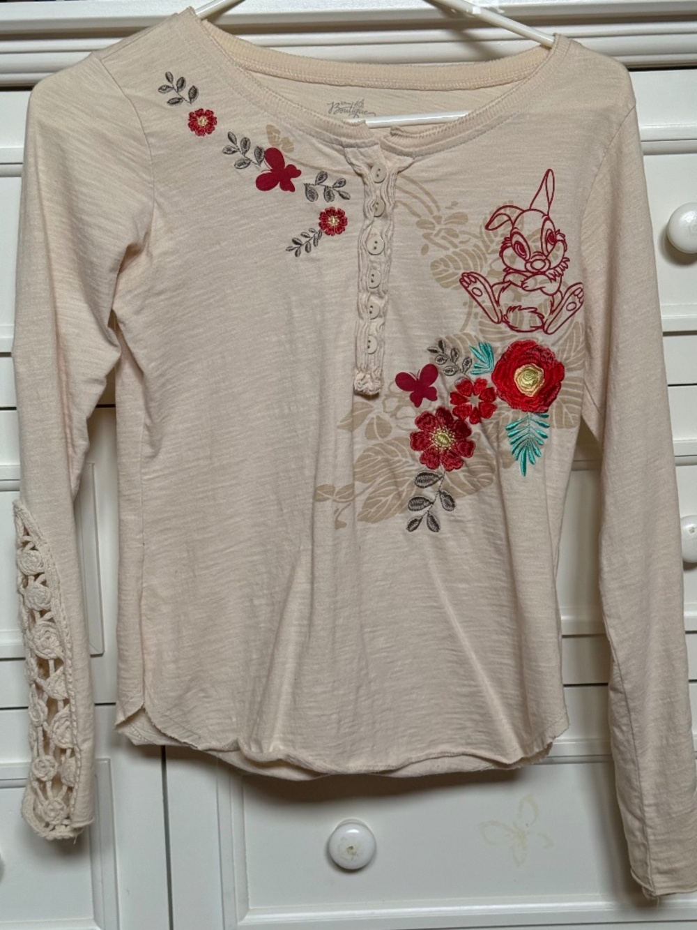 Disney Boutique Bambi Henley Long Sleeve Shirt Size XS